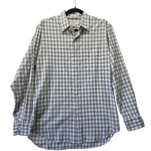 J.Crew Secret Wash Shirt Mens Medium Grey Gingham Organic Cotton Stretch Classic
